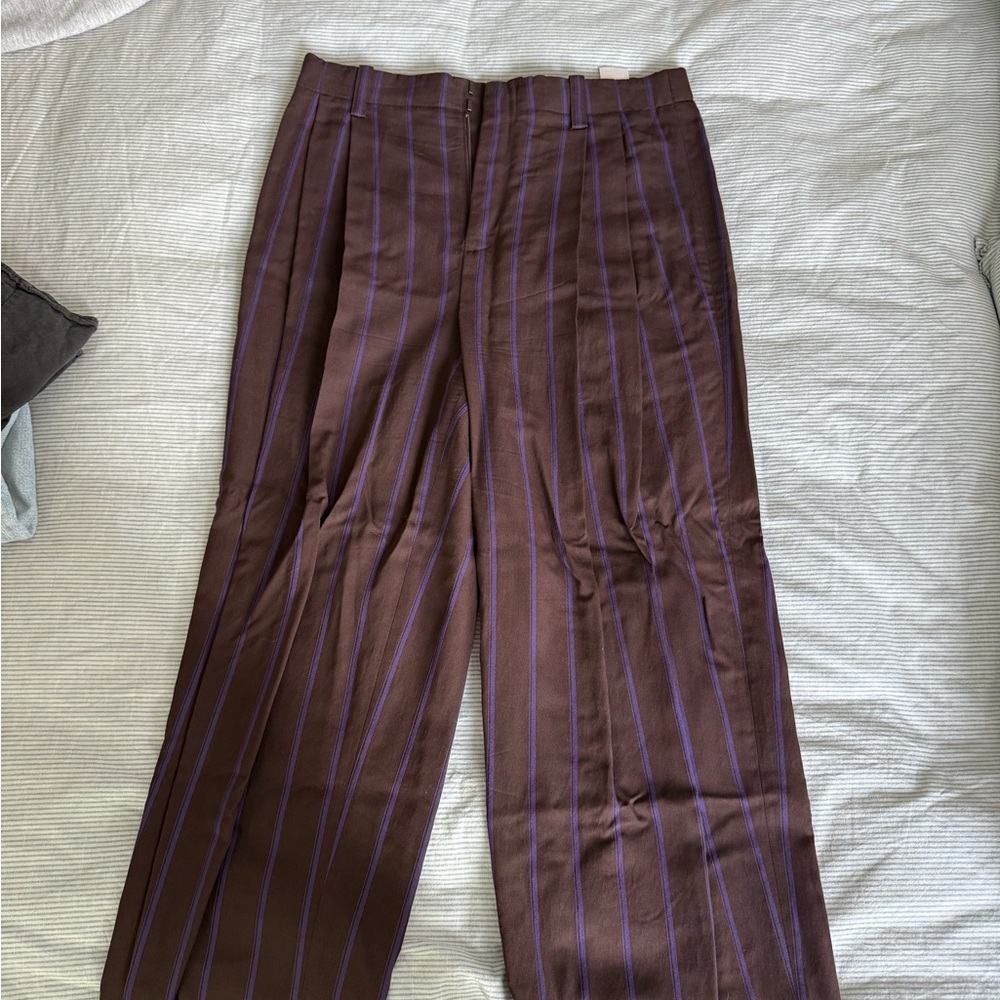 Vince Brown Pants with Purple Stripes